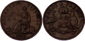 Australia Melbourne 1 Penny 1858 Token
N# 123046; Copper 14.89 g., 34 mm.; Victoria; Peace & Plenty; XF