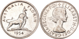 Australia 1 Florin 1954
KM# 54, N# 9129; Silver; Royal Visit of Elizabeth II; XF+