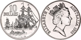 Australia 10 Dollars 1988
KM# 103, N# 46828; Silver; Elizabeth II; 200th Anniversary of the First Fleet; UNC