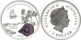Australia 1 Dollar 2008 P
KM# 1184, N# 148033; Silver (.999), Proof; Discover Australia Series - Broome; Perth Mint; Mintage: 7251 pcs; In original w...