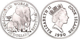 Cook Islands 10 Dollars 1990
KM# 80, N# 32218; Silver., Proof; Endangered World Wildlife Series - African Elephant; Elizabeth II; Mintage: 25000 pcs.