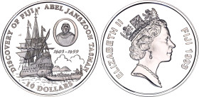 Fiji 10 Dollars 1993
KM# 63, N# 47697; Silver, Proof; Elizabeth II; 350th Anniversary of the Discovery of Fiji; Mintage 30000 pcs.
