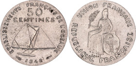 French Polynesia 50 Centimes 1948 Essai
KM# E2, N# 181678; Bronze-nickel; Mintage 1100 pcs.; UNC