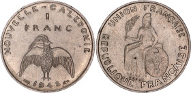 New Caledonia 1 Franc 1948 Essai
KM# E4, N# 48653; Bronze-nickel; Mintage 1100 pcs.; UNC