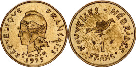 New Hebrides 1 Franc 1975
KM# 4.2, N# 3017; Nickel brass; UNC with full mint luster & amazing toning