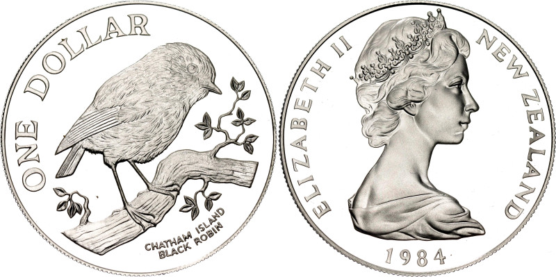 New Zealand 1 Dollar 1984
KM# 54a, N# 21010; Silver., Proof; Native Birds Serie...