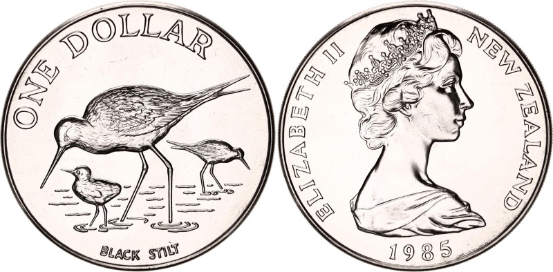 New Zealand 1 Dollar 1985
KM# 55, N# 36822; Copper-nickel; Elizabeth II; Black ...