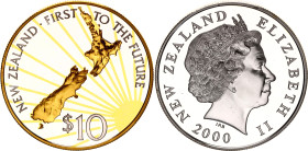 New Zealand 10 Dollars 2000
KM# 122, N# 39450; Silver, Proof; Elizabeth II; First to the Future; Mintage 33000 pcs.