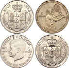 Niue 4 x 5 Dollars 1987 - 1988
KM# 5, 17; Copper-Nickel; 1988 Summer Olympics in Seoul - Steffi Graf & J.F. Kennedy "Ich bin ein Berliner"; Elizabeth...