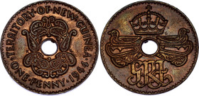 Papua New Guinea 1 Penny 1944
KM# 7, Schön# 7, N# 13910; Bronze; George VI; Melbourne Mint; UNC Toned