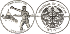 Bhutan 300 Ngultrum 1992
KM# 77, N# 55035; Silver., Proof; Summer Olympics in Barcelona 1992; Jigme Singye; Mintage: 20000 pcs.