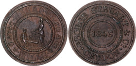 Ceylon Trade Token Wekande Mills 1843
N# 95409; Copper; Victoria; XF+