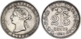 Ceylon 25 Cents 1893
KM# 95, N# 6980; Silver; Victoria; XF+