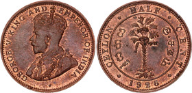 Ceylon 1/2 Cent 1926
KM# 106, N# 12114; Copper; George V; UNC with a nice toning