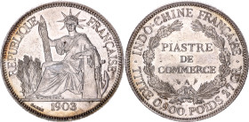 French Indochina 1 Piastre 1903 A
KM# 5a.1; Lec# 286, N# 11287; Silver; Paris Mint; UNC with minor hairlines & mint luster