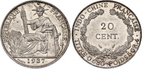 French Indochina 20 Centimes 1937
KM# 17.2, N# 10064; Silver; AUNC