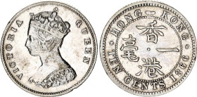 Hong Kong 10 Cents 1866
KM# 6.2, N# 7325; Silver; Victoria; London Mint; XF