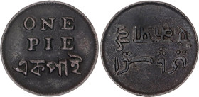 India Bengal 1 Pie 1831 - 1835 (ND)
KM# 58, N# 22395; Copper; Calcutta Mint; XF+