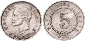 Sarawak 5 Cents 1900 H
KM# 8; Silver; Charles J. Brooke; UNC