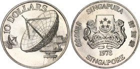 Singapore 10 Dollars 1978
KM# 17.1, N# 34828; Silver; Satellite Communication; UNC