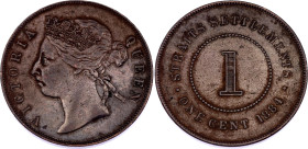 Straits Settlements 1 Cent 1884
KM# 9a, N# 10202; Broze; Victoria; London Mint; XF-AUNC