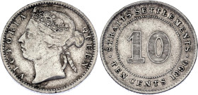 Straits Settlements 10 Cents 1896
KM# 11, N# 11570; Silver; Victoria; VF+/XF