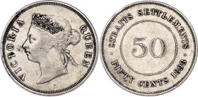 Straits Settlements 50 Cents 1898
KM# 13, N# 15529; Silver; Victoria; London Mint; XF