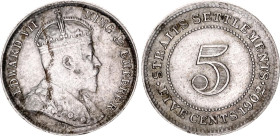 Straits Settlements 5 Cents 1902
KM# 20, N# 15816; Silver; Edward VII; AUNC