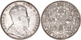 Straits Settlements 1 Dollar 1907
KM# 26, N# 12779; Silver; Edward VII; XF+