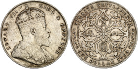 Straits Settlements 1 Dollar 1908
KM# 26, Dav AAO# 304, N# 12779; Silver; Edward VII; AUNC with hairlines & mint luster remains