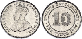 Straits Settlements 10 Cents 1927
KM# 29b, N# 4503; Silver; George V; UNC with mint luster