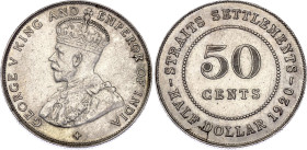Straits Settlements 50 Cents 1920
KM# 35.1, N# 12778; Silver; George V; Bombay Mint; XF-AUNC