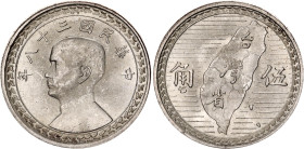 Taiwan 5 Jiao 1949 (38)
Y# 532, N# 23711; Silver; Sun Yat-sen; UNC with full mint luster