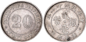 China Kwangtung 20 Cents 1922 (11)
Y# 423, N# 22630; Silver 5.43 g.; AUNC