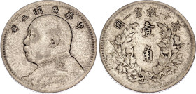 China Republic 10 Cents 1914 (3)
Y# 326, L&M# 66, N# 21486; Silver 2.72 g.; "Fat Man dollar" type; VF+