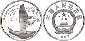 China Republic 5 Yuan 1987
KM# 174, Y# 135, N# 58522; Silver, Proof; Li Bai