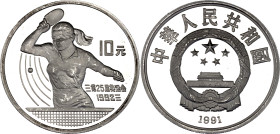 China Republic 10 Yuan 1991
KM# 299, Y# 456, N# 59252; Silver., Proof; Summer Olympics in Barcelona 1992 - Table Tennis; Mintage: 30000 pcs.; With a ...