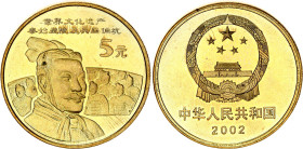 China Republic 5 Yuan 2002
KM# 1413, N# 13887; Brass; Famous Sights in China Series - Terra Cotta Army; UNC with full mint luster