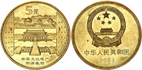 China Republic 5 Yuan 2003
KM# 1464, N# 13891; Brass; amous Sights in China Series - Imperial Palace; UNC with full mint luster