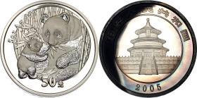 China Republic 50 Yuan 2005
KM# 1588, N# 58045; Silver (.999), Proof., 155.52 g., 70 mm.; Panda Bullion Series; Mintage: 10000 pcs., With original pa...