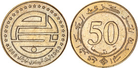 Algeria 50 Centimes 1988
KM# 119, N# 2927; Nickel brass; 25th Anniversary of Constitution; XF