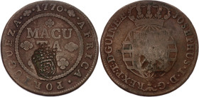 Angola 2 Macutas 1837 On 1 Macuta 1770
KM# 51.1, N# 24970; Copper 34.36g.; Maria II; VF-XF