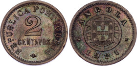 Angola 2 Centavos 1921
KM# 61, N# 33454; Bronze; XF with nice multicolor toning