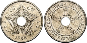 Belgian Congo 10 Centimes 1908
KM# 10, N# 26853; Copper-nickel; Leopold II; UNC