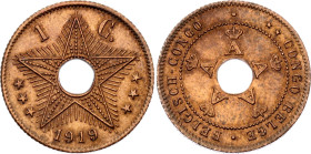 Belgian Congo 1 Centime 1919
KM# 15, N# 12176; Copper; Albert I; AUNC