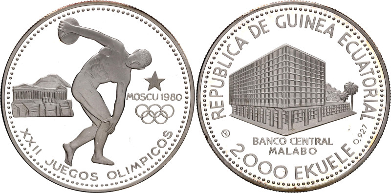 Equatorial Guinea 2000 Ekuele 1980 CHI
KM# 37, N# 93409; Silver, Proof; Moscow ...