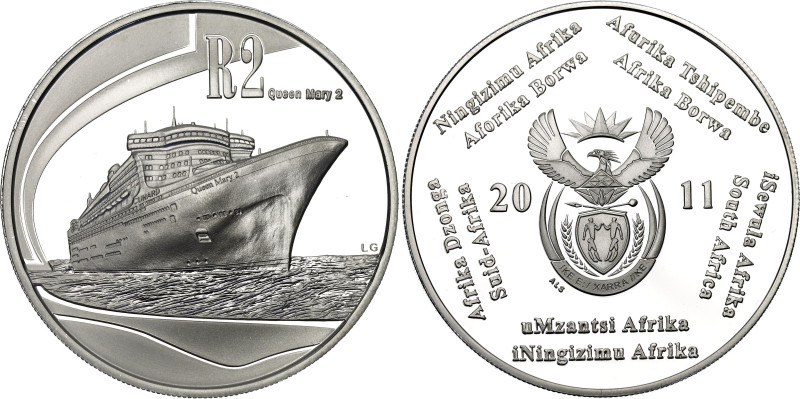 South Africa Maritime History Tickey and Crown Set 2011
Silver., Proof; Two Sil...