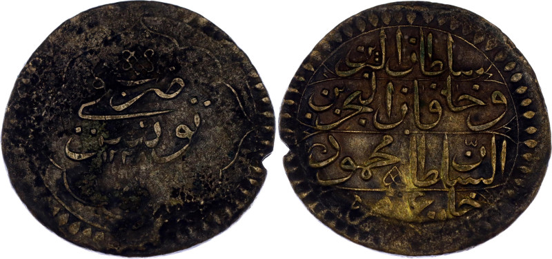 Tunisia 1 Piastre 1813 AH 1228
KM# 82, N# 112914; Billon; Mahmud II; F