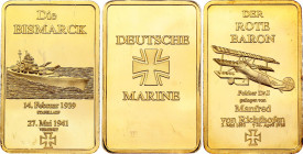Germany Lot of 3 Bars 21st Century
Gold plated; Bismarck & Der Rote Baron