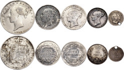 Great Britain Lot of 5 Coins 1694 - 1884
Silver., Total weight 27.98 g.; F/VF
